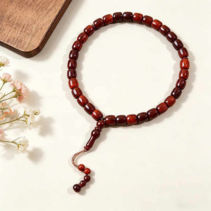HilalHaven 33 Beads Acrylic Barrel Shape with Pendant Tasbih —— Jewelry for Daily Wear - Red Brown - image 5
