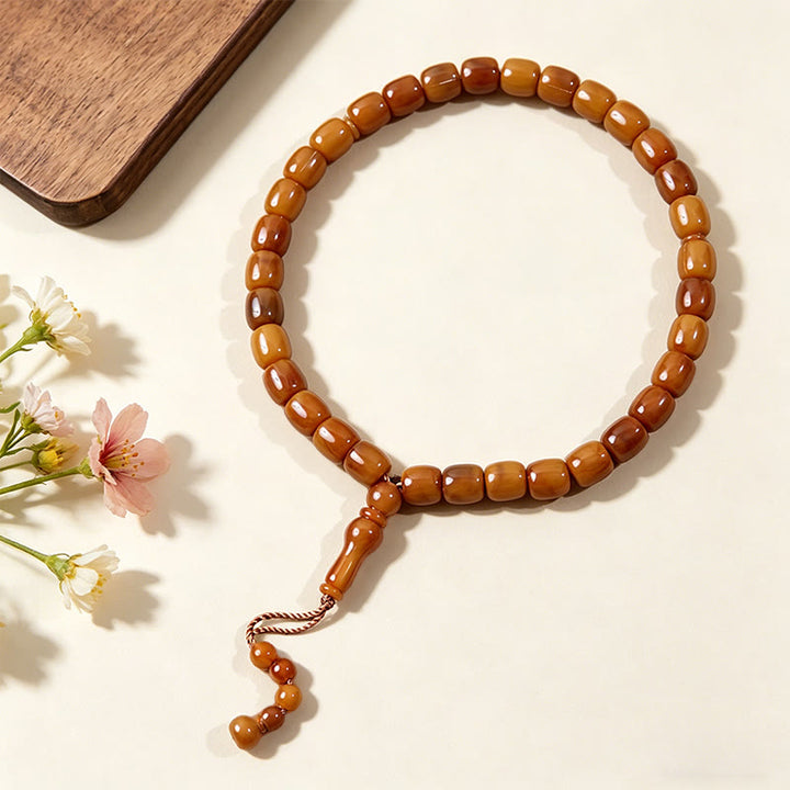 HilalHaven 33 Beads Acrylic Barrel Shape with Pendant Tasbih —— Jewelry for Daily Wear - Milky Coffee - image 3