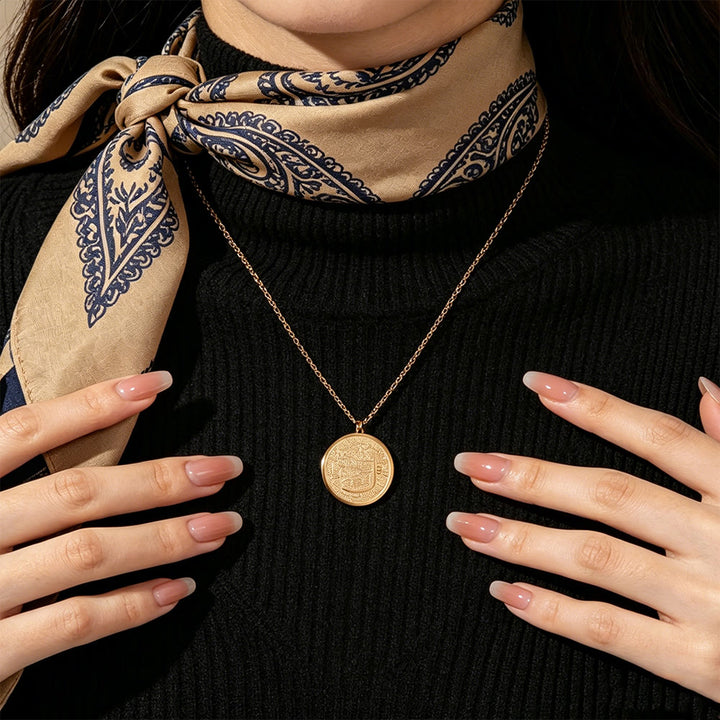 HilalHaven Elegant Stainless Steel Necklace——Arabic Calligraphy Round Pendant Jewelry for Daily Wear - image 7