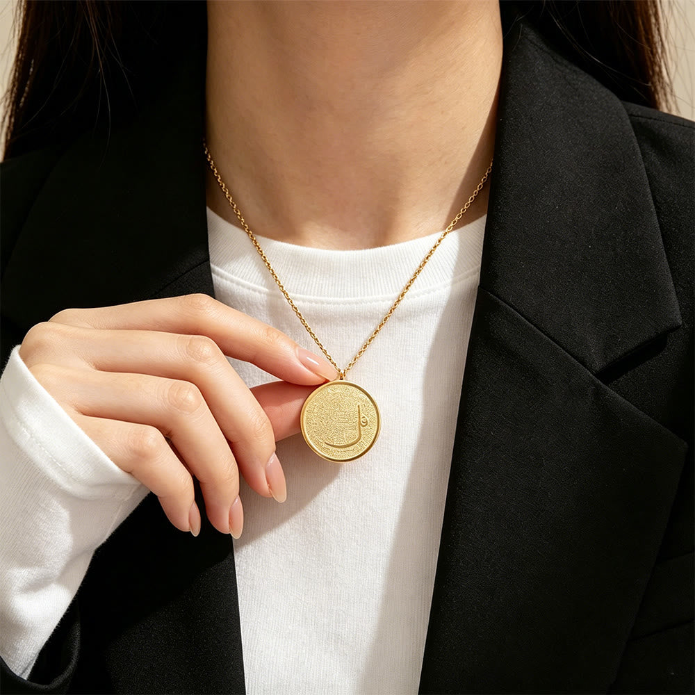 HilalHaven Elegant Stainless Steel Necklace——Arabic Calligraphy Round Pendant Jewelry for Daily Wear - image 5