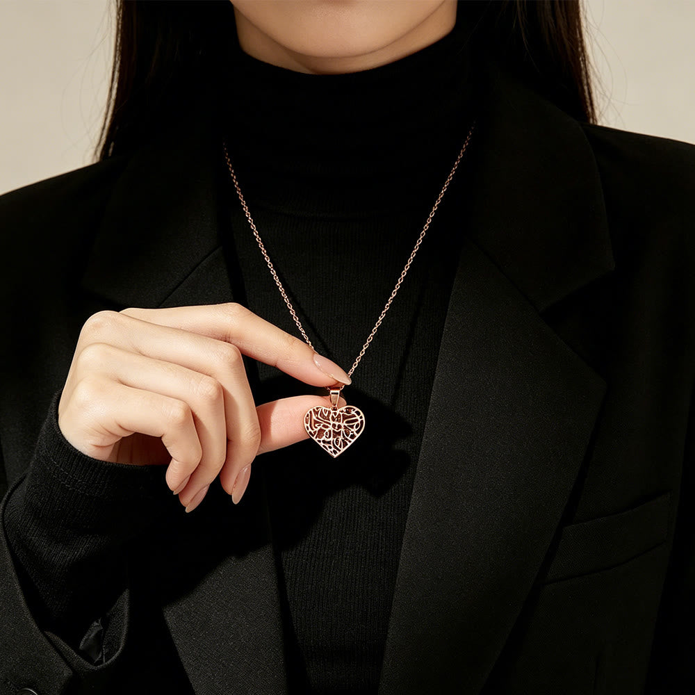 HilalHaven Elegant Stainless Engraved Heart Pendant Steel Necklace —— Jewelry for Men &amp; Women - image 5