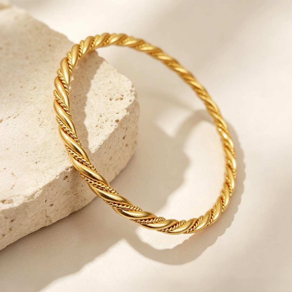 HilalHaven Elegant Twisted Rope Alloy Bracelet —— Jewelry for Daily Wear & Ramadan Gift - Gold(Suitable for US diameter 62) - image 0