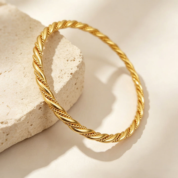 HilalHaven Elegant Twisted Rope Alloy Bracelet —— Jewelry for Daily Wear &amp; Ramadan Gift - Gold(Suitable for US diameter 62) - image 0