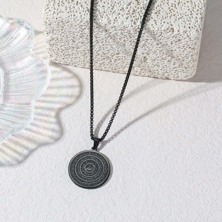 HilalHaven Allah &amp; Ayatul Kursi Round Pendant Necklace——Jewelry for Men &amp; Women, Perfect Ramadan Gift - Black - image 6
