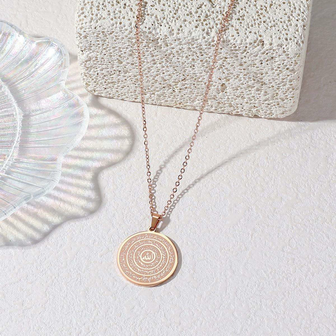 HilalHaven Allah &amp; Ayatul Kursi Round Pendant Necklace——Jewelry for Men &amp; Women, Perfect Ramadan Gift - Rose Gold - image 8