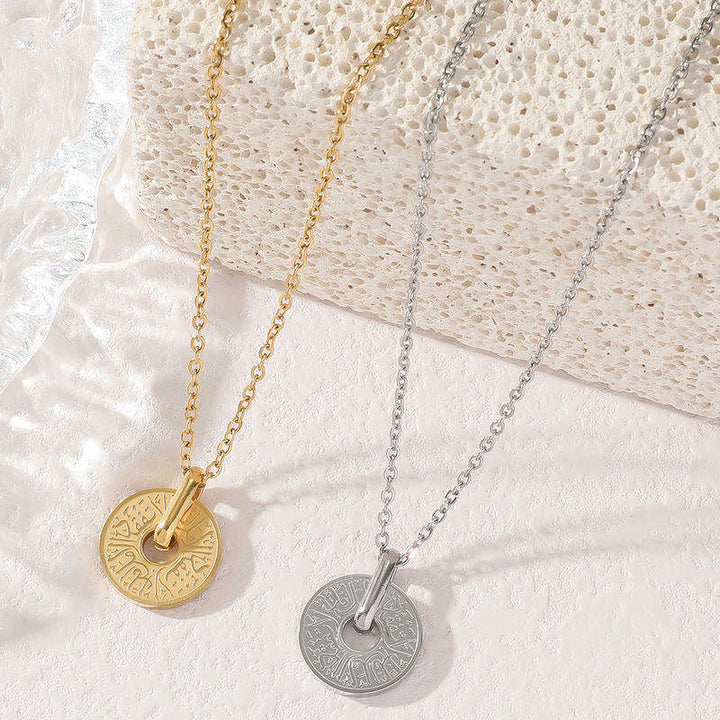 HilalHaven Double Circle Pendant Necklace – Stainless Steel Calligraphy Jewelry for Daily Wear - image 4