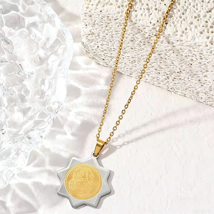 HilalHaven Star Script Pendant Necklace —— Titanium Steel Calligraphy Jewelry - Golden - image 3