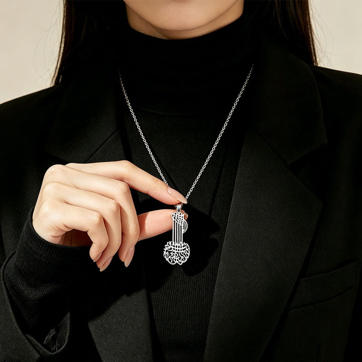 HilalHaven Guitar Script Pendant Necklace —— Titanium Steel Calligraphy Jewelry - image 6