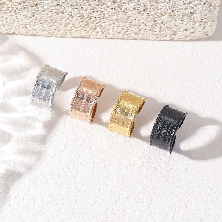 HilalHaven Wide Band Script Adjustable Ring —— Titanium Steel Calligraphy Jewelry - image 0