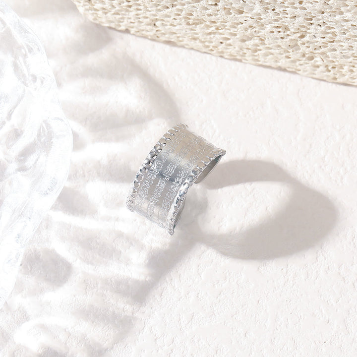 HilalHaven Wide Band Script Adjustable Ring —— Titanium Steel Calligraphy Jewelry - Silver(Suitable for US size from 6-10) - image 2