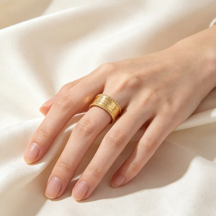 HilalHaven Wide Band Script Adjustable Ring —— Titanium Steel Calligraphy Jewelry - image 7