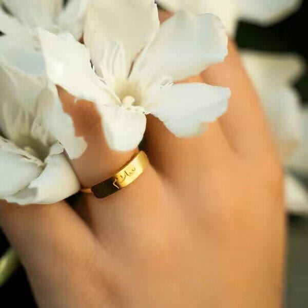 HilalHaven Adjustable Bar Script Ring —— Artistic Titanium Steel Jewelry - image 4