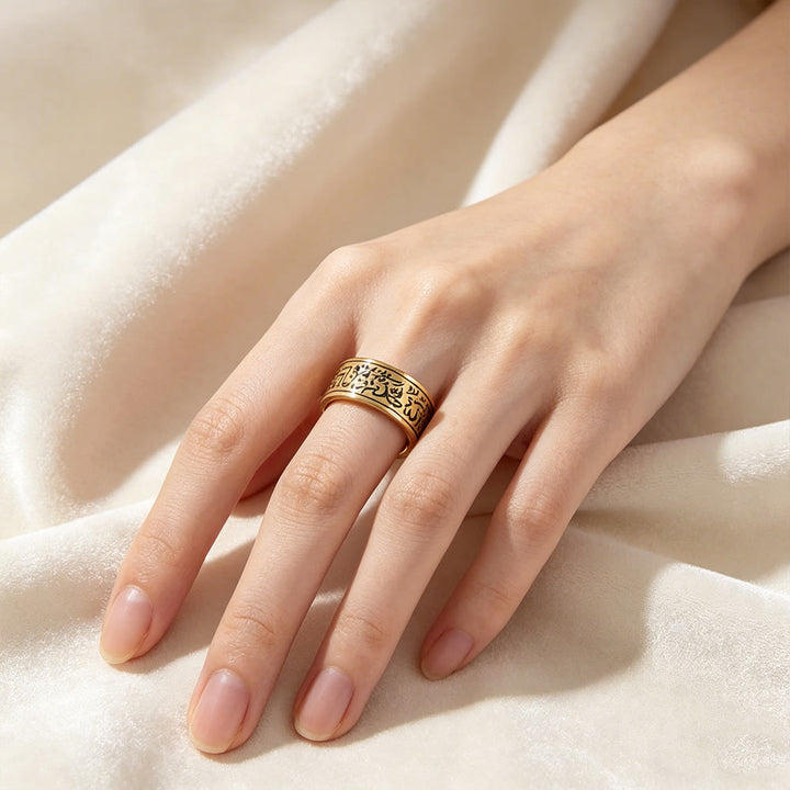 HilalHaven Vintage Script Spinner Ring —— Artistic Titanium Steel Jewelry - image 7