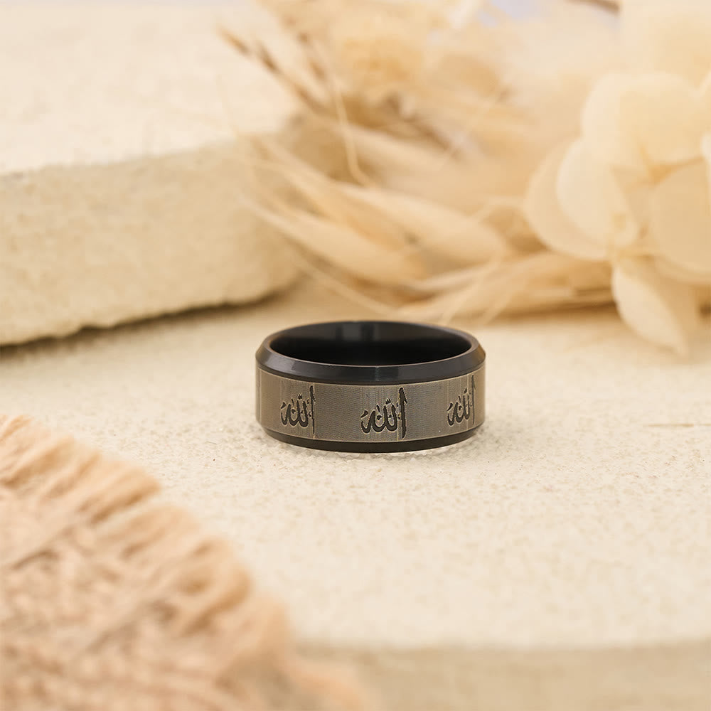 HilalHaven Timeless Script Band Ring —— Artistic Stainless Steel Jewelry - image 3
