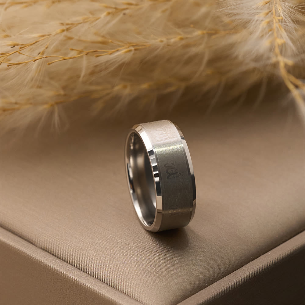 HilalHaven Timeless Script Band Ring —— Artistic Stainless Steel Jewelry - image 4