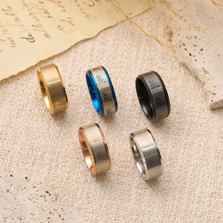 HilalHaven Timeless Script Band Ring —— Artistic Stainless Steel Jewelry - image 21