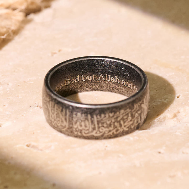 HilalHaven Vintage Script Band Ring —— Titanium Steel Unisex Jewelry - image 15