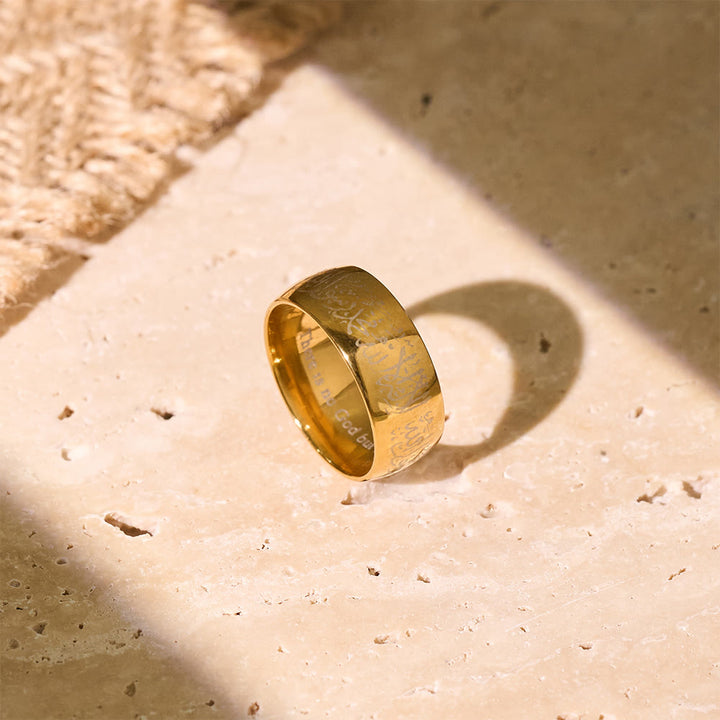 HilalHaven Vintage Script Band Ring —— Titanium Steel Unisex Jewelry - Golden - US13 - image 9