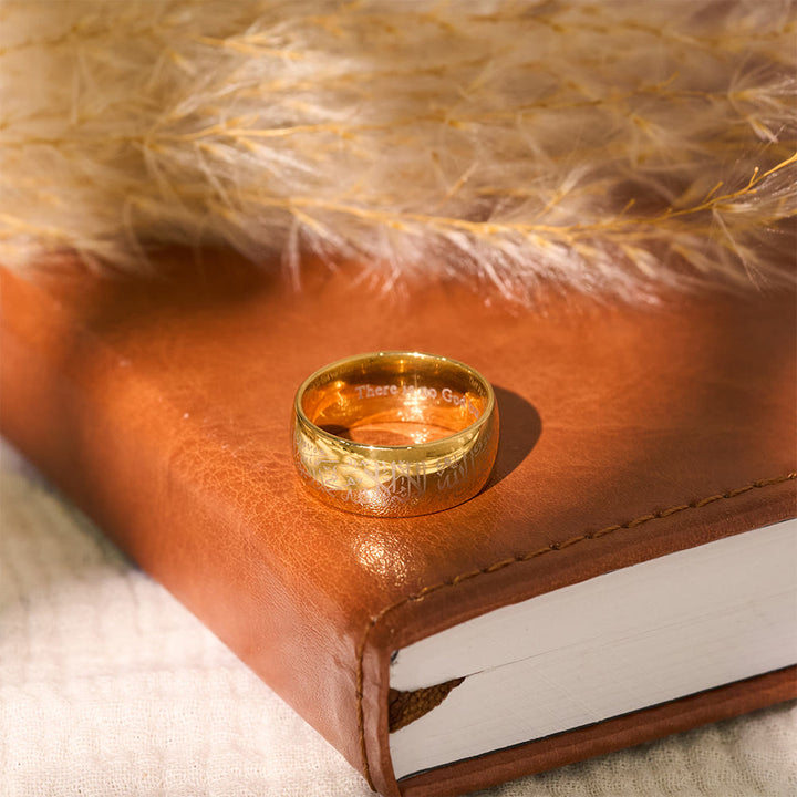 HilalHaven Vintage Script Band Ring —— Titanium Steel Unisex Jewelry - image 12