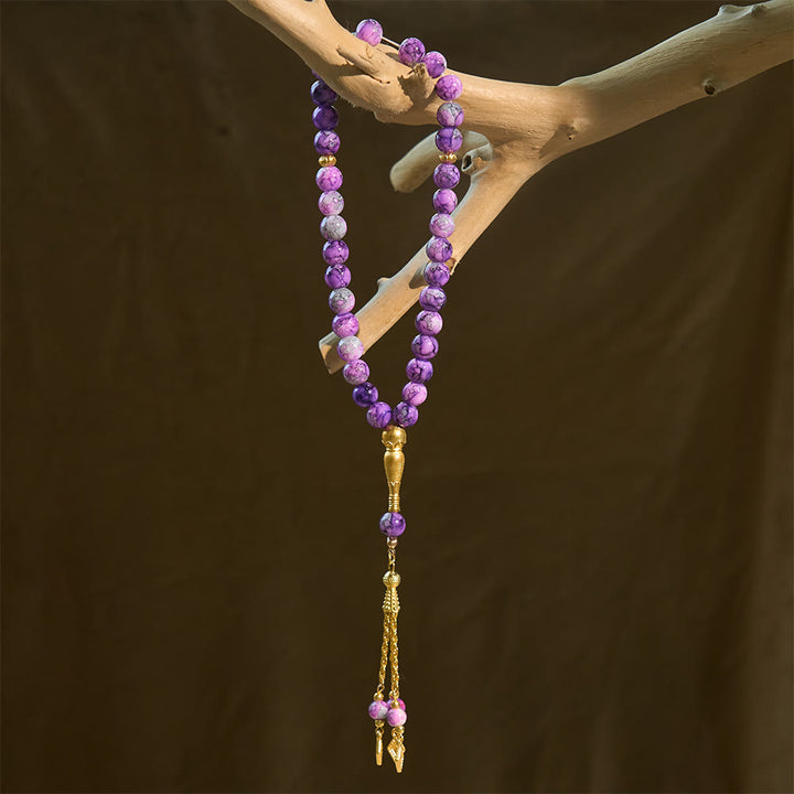 HilalHaven 10mm Round Speckled Glass 33 Beads Tasbih — Handcrafted Vintage Cultural Prayer Beads - image 25