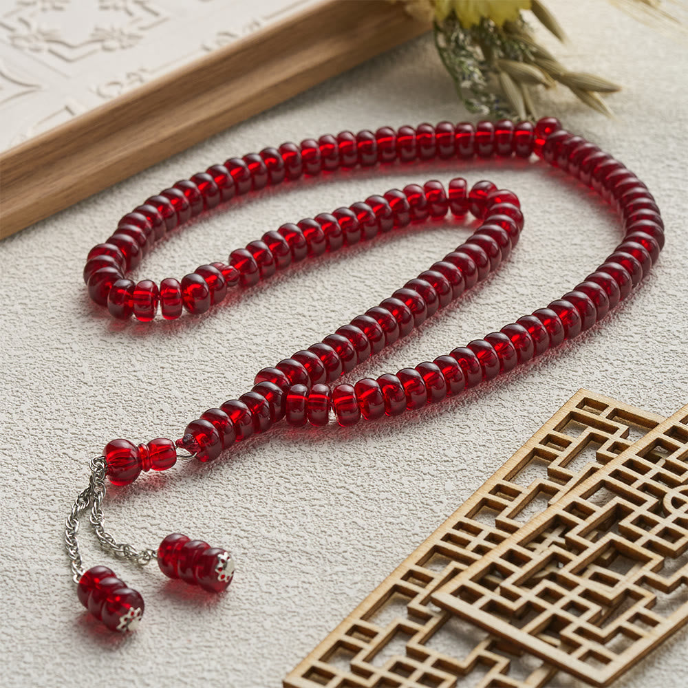HilalHaven Polished Acrylic Bead Strand —— Minimalist Prayer Accessory - Burgundy - image 0