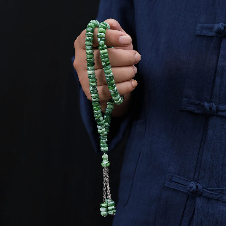 HilalHaven Stone-Effect Acrylic Meditation 99 Beads Tasbih - Green - image 29