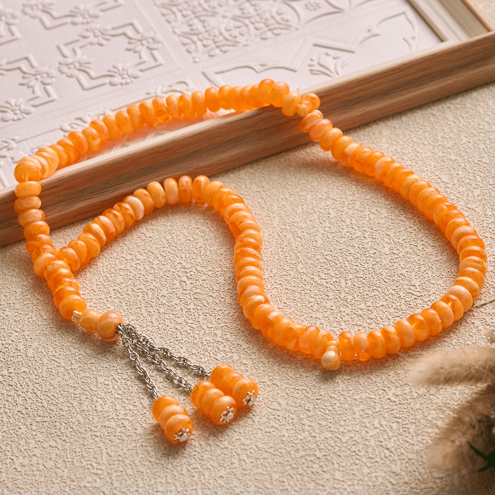 HilalHaven Stone-Effect Acrylic Meditation 99 Beads Tasbih - image 23