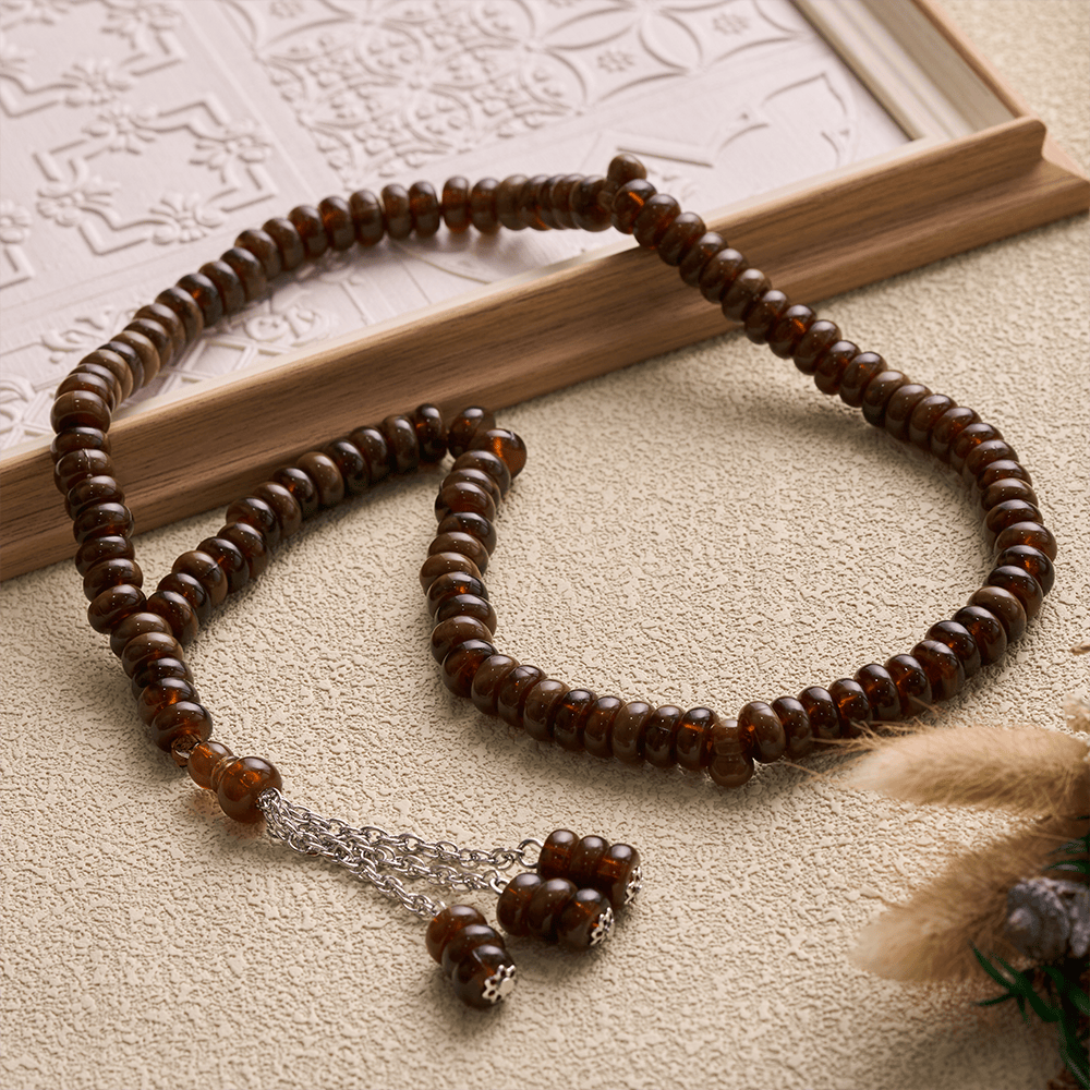 HilalHaven Stone-Effect Acrylic Meditation 99 Beads Tasbih - image 27