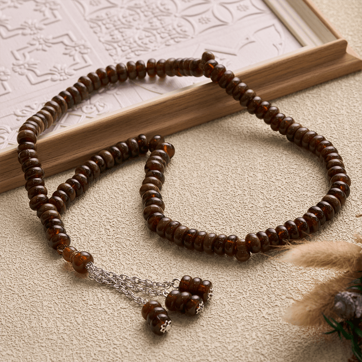 HilalHaven Stone-Effect Acrylic Meditation 99 Beads Tasbih - image 27