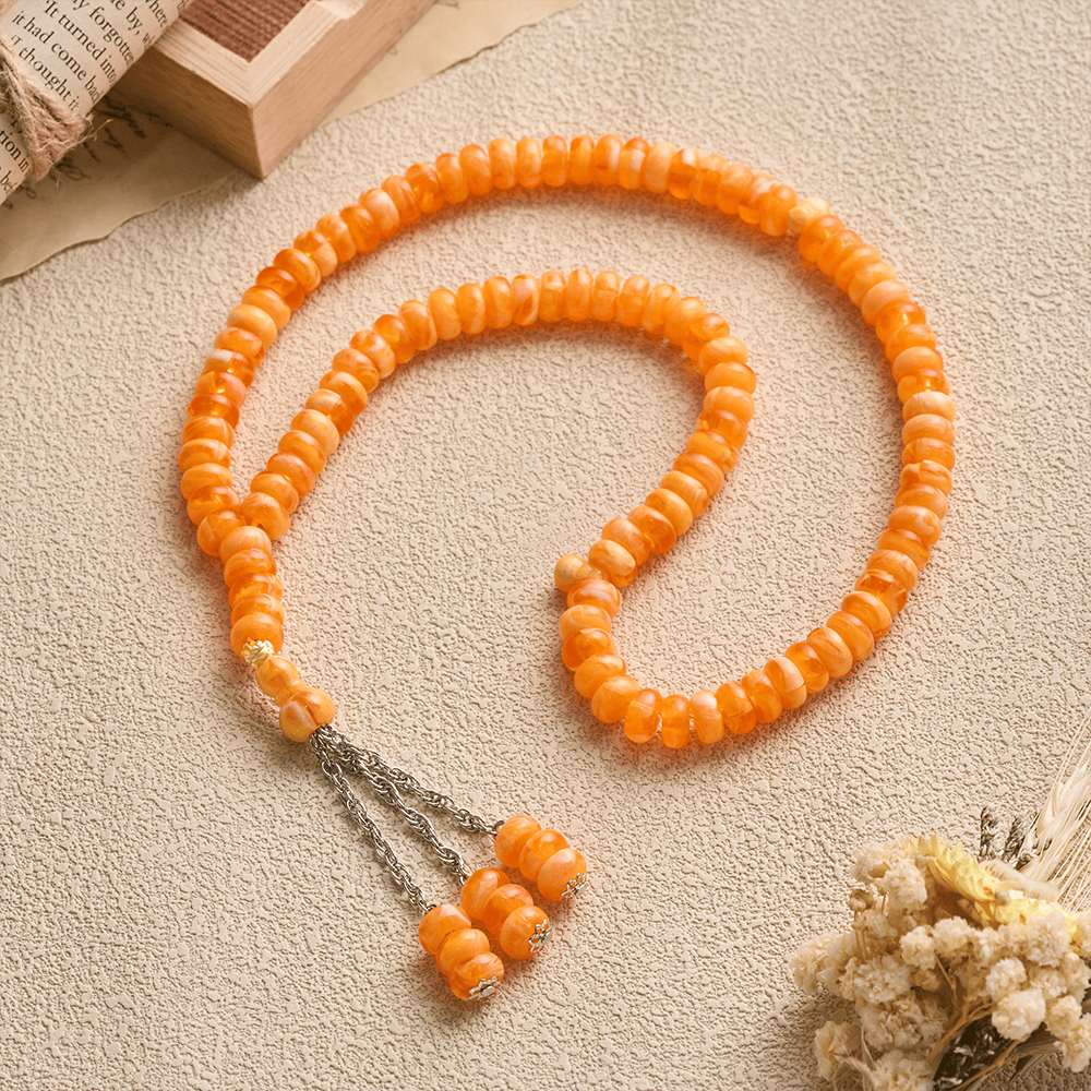 HilalHaven Stone-Effect Acrylic Meditation 99 Beads Tasbih - image 21