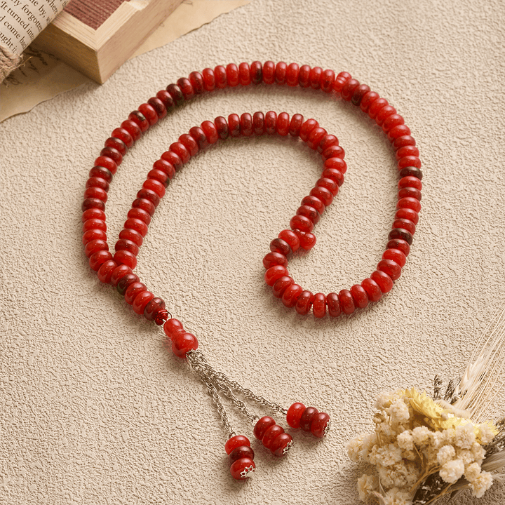 HilalHaven Stone-Effect Acrylic Meditation 99 Beads Tasbih - image 1