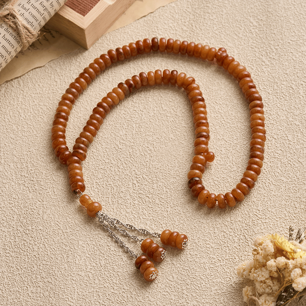 HilalHaven Stone-Effect Acrylic Meditation 99 Beads Tasbih - image 16