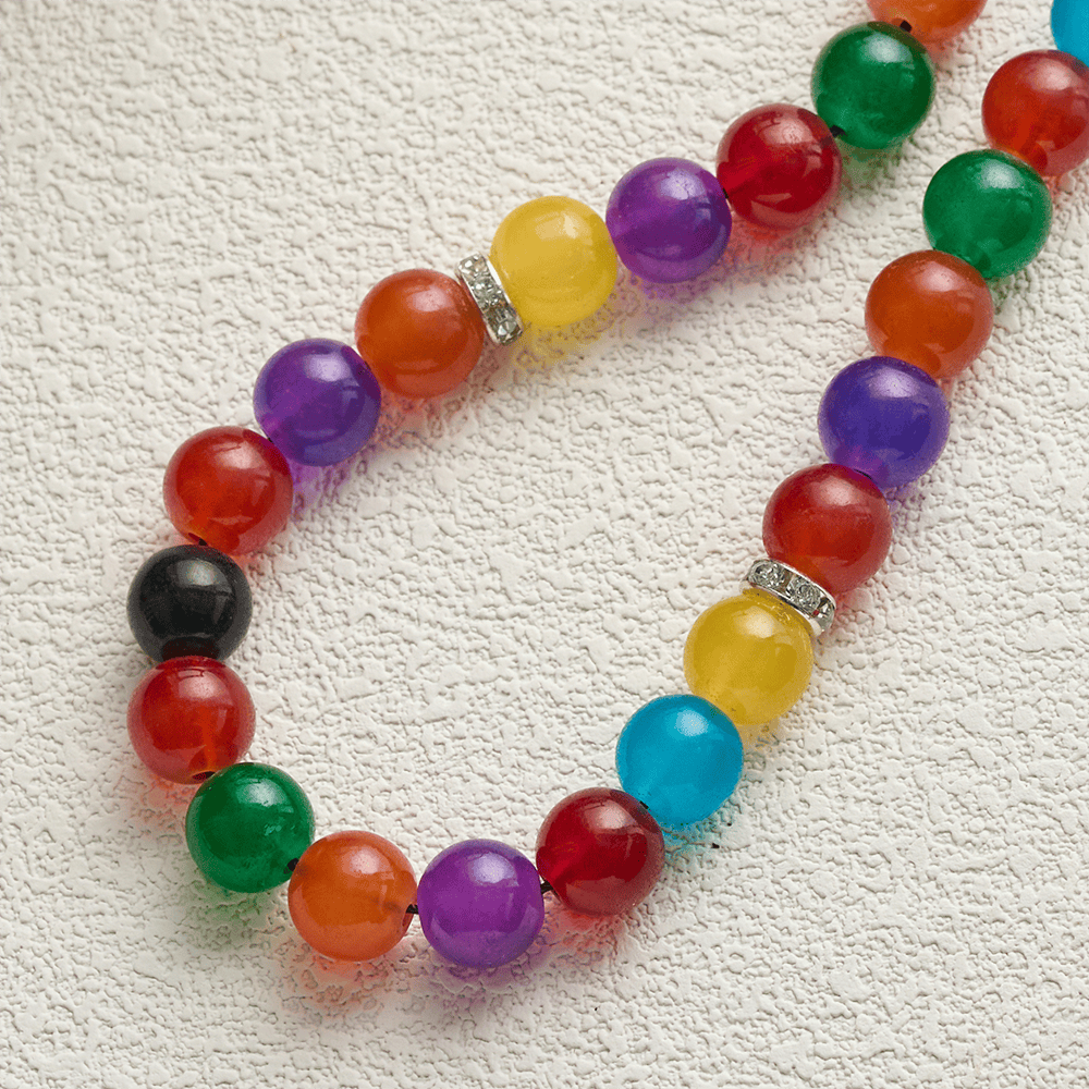 HilalHaven Multicolor Agate Prayer 33 Bead Tasbih Strand - image 3