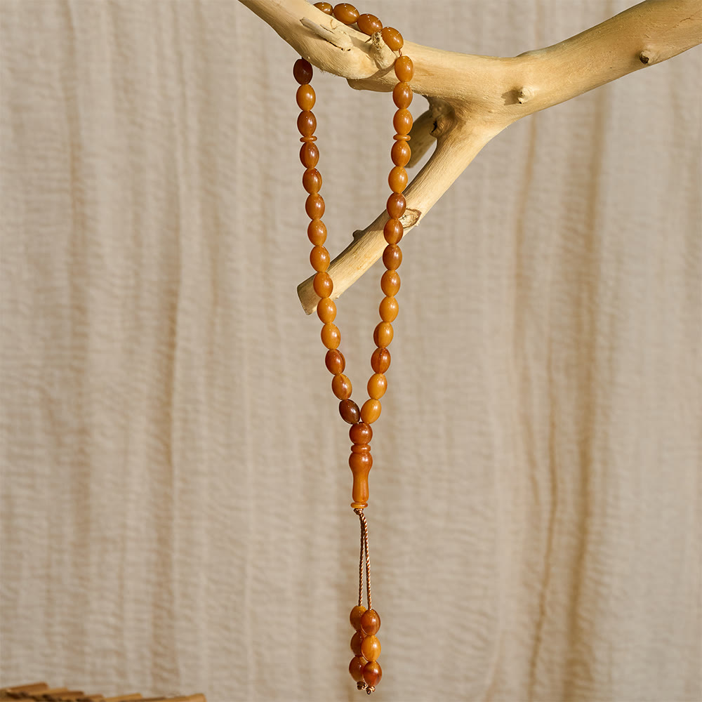 HilalHaven Marbled Acrylic Prayer Bead Strand —— Oval 33 Beads Tasbih - image 7