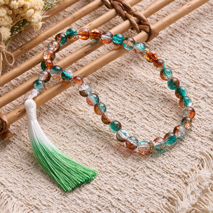 HilalHaven Crackle Glass Prayer Bead Strand —— 33 Beads Tasbih - image 1