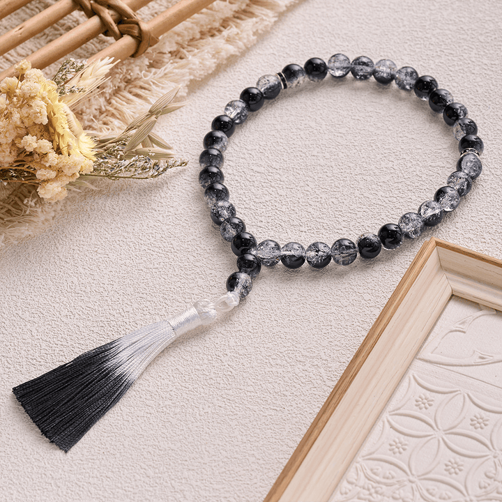 HilalHaven Crackle Glass Prayer Bead Strand —— 33 Beads Tasbih - image 6
