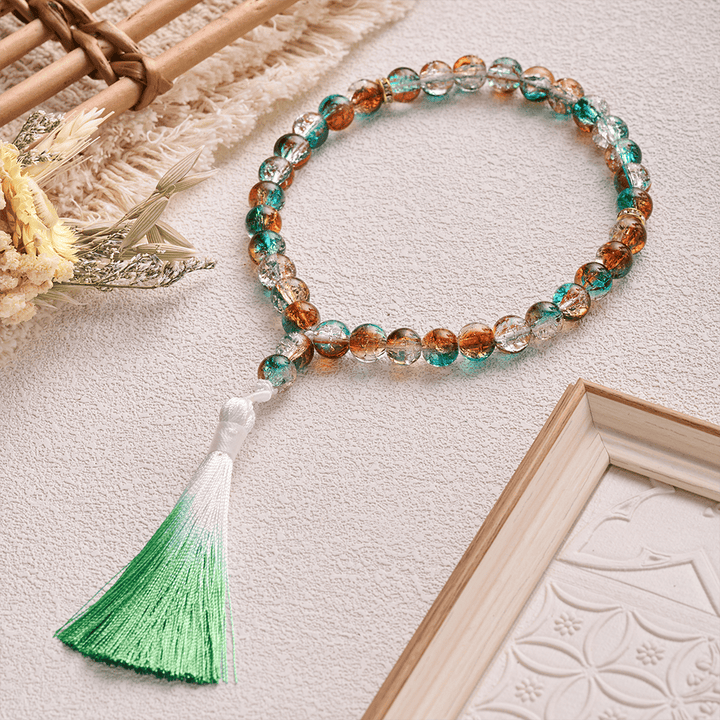 HilalHaven Crackle Glass Prayer Bead Strand —— 33 Beads Tasbih - image 2