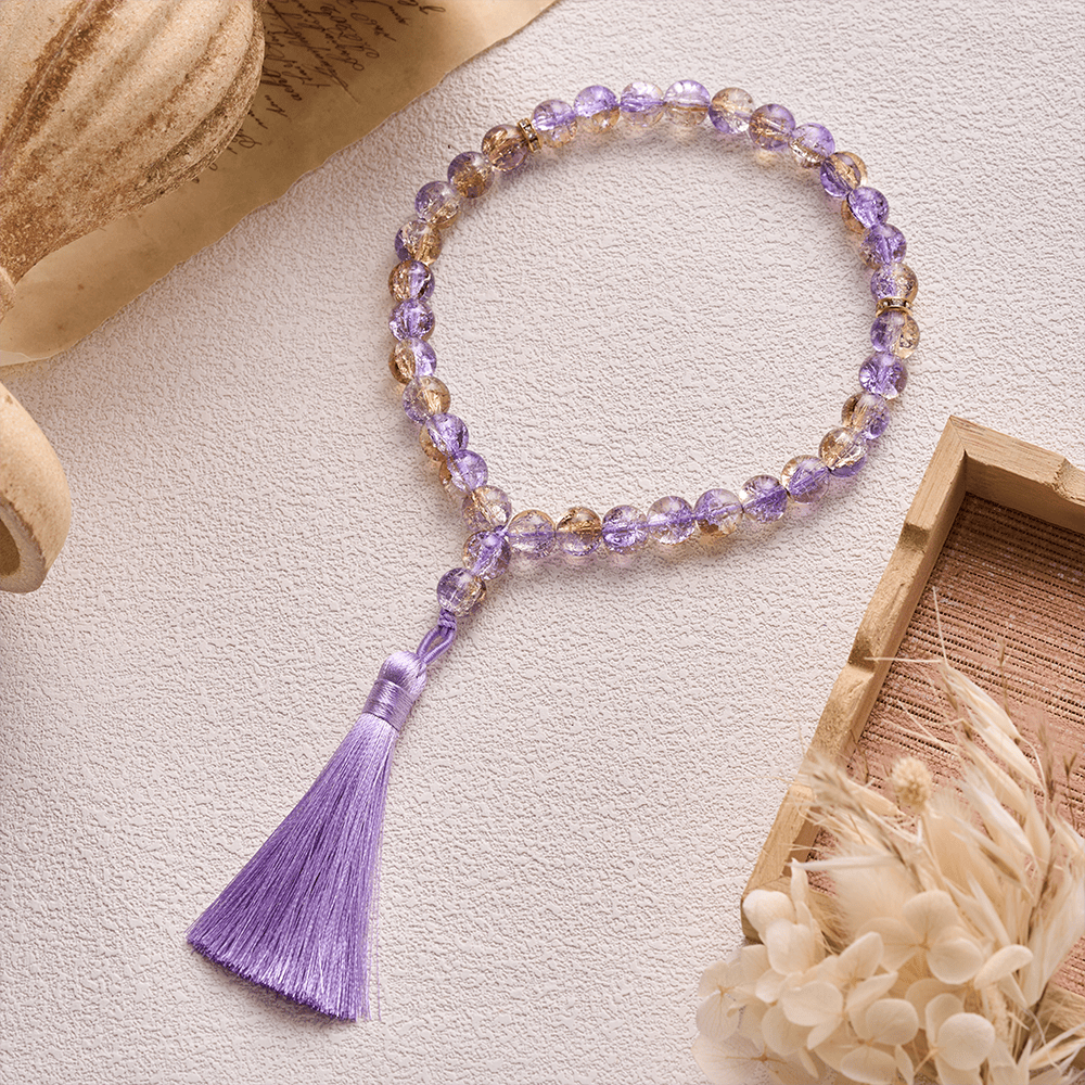 HilalHaven Crackle Glass Prayer Bead Strand —— 33 Beads Tasbih - Purple - image 12