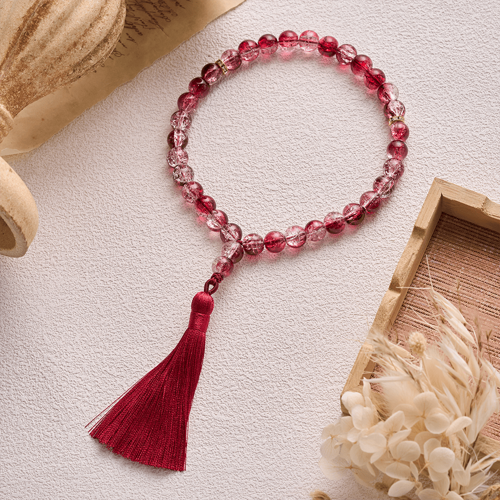 HilalHaven Crackle Glass Prayer Bead Strand —— 33 Beads Tasbih - Red - image 20
