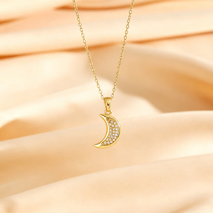 HilalHaven Moon Pendant Titanium Steel Necklace - image 4