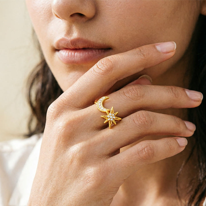 HilalHaven Adjustable Star &amp; Moon Statement Ring - image 5