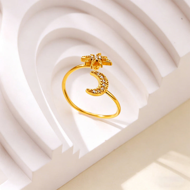 HilalHaven Adjustable Star &amp; Moon Statement Ring - image 3
