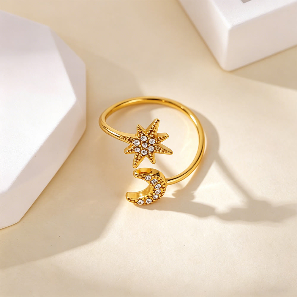 HilalHaven Adjustable Star &amp; Moon Statement Ring - image 4