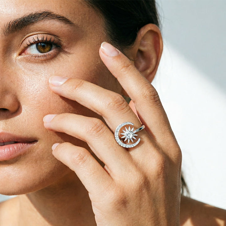 HilalHaven Luxe Zircon-Encrusted Crescent &amp; Moon Open Ring - image 6