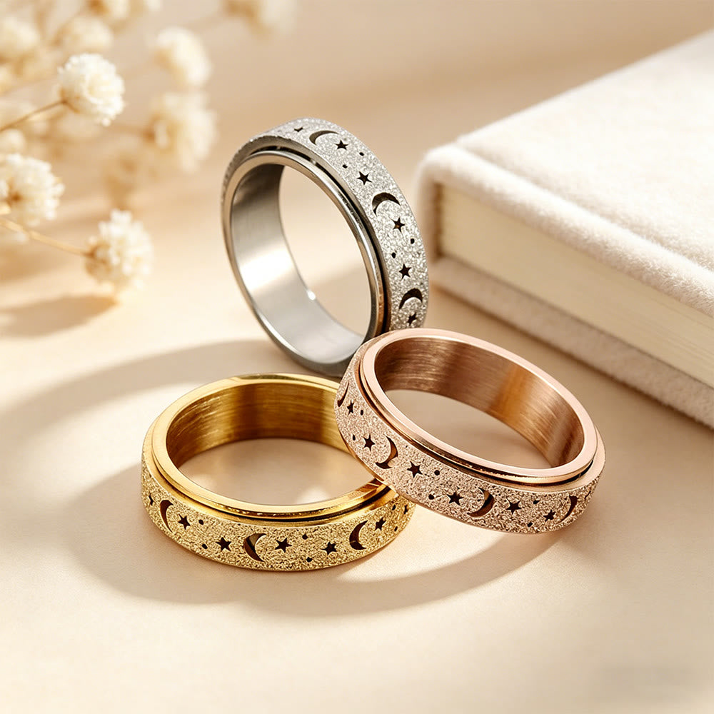 HilalHaven Celestial Spinner Crescent & Moon Ring - image 0