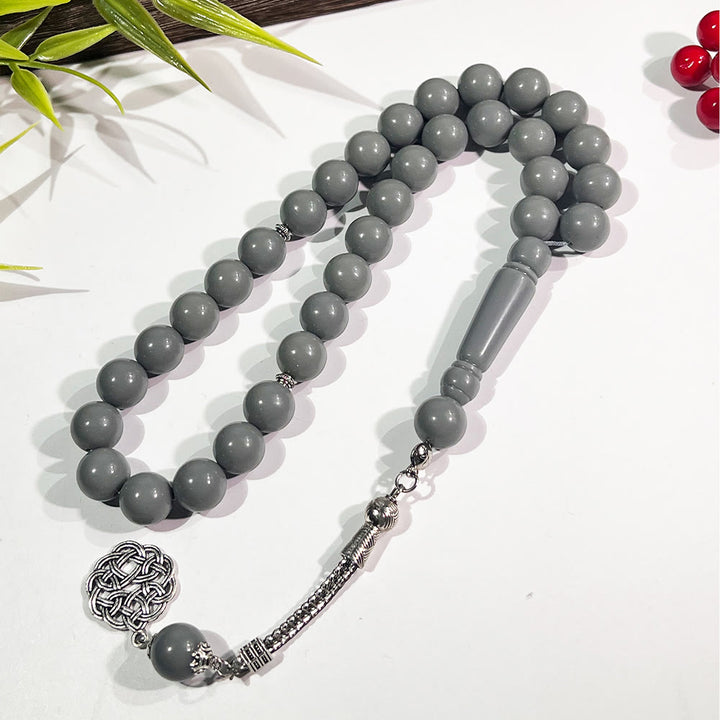  HilalHaven Handmade Cast Acrylic Bead Wrist Tasbih —— 33 Beads Tasbih - Gray - image 2