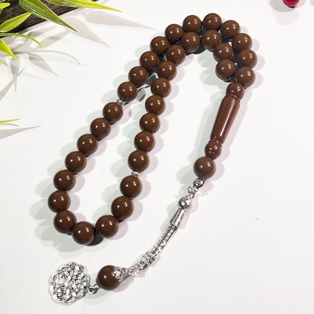  HilalHaven Handmade Cast Acrylic Bead Wrist Tasbih —— 33 Beads Tasbih - Brown - image 0