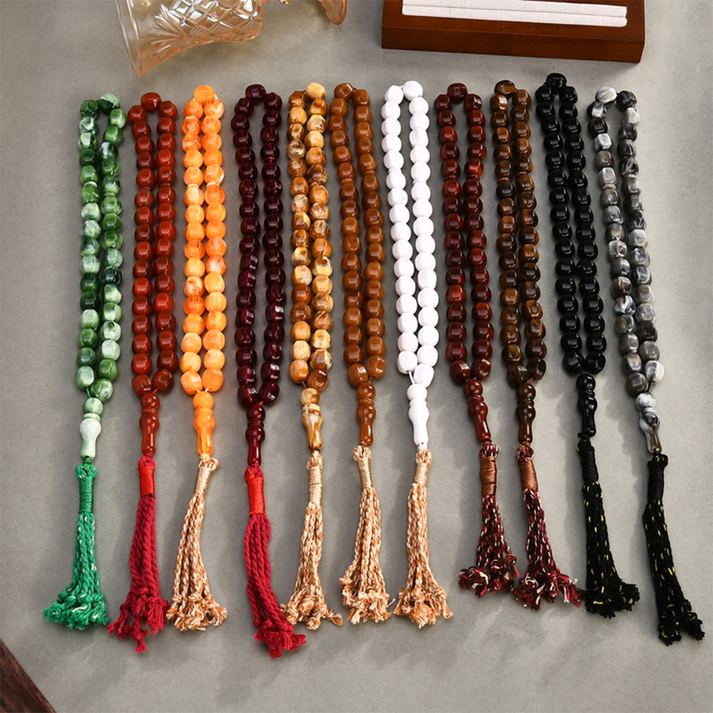 HilalHaven Ethnic Style Acrylic Bead Tassel Tasbih—— 33 Beads Tasbih - image 1