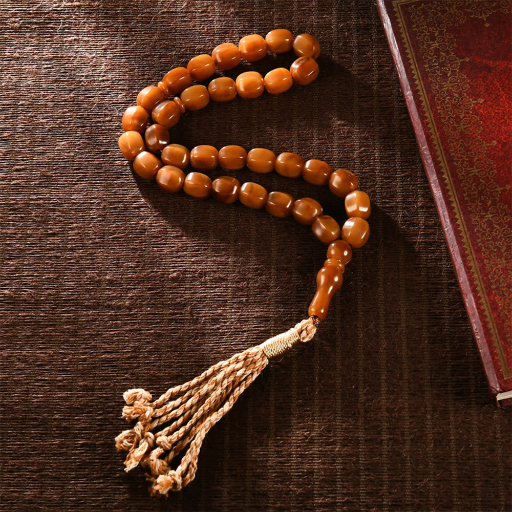 HilalHaven Ethnic Style Acrylic Bead Tassel Tasbih—— 33 Beads Tasbih - Amber - image 0
