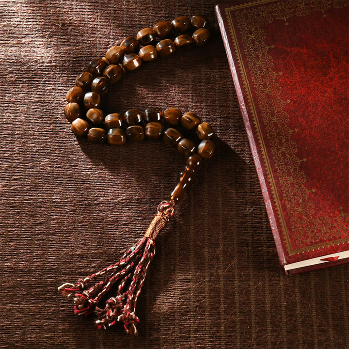 HilalHaven Ethnic Style Acrylic Bead Tassel Tasbih—— 33 Beads Tasbih - Coffee Brown - image 11